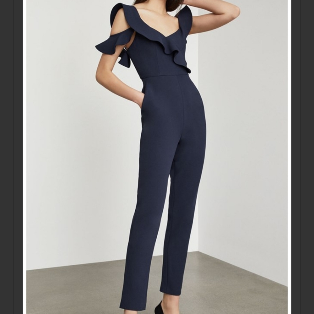 One Shoulder Ruffle Jumpsuit By BCBG Maxazria